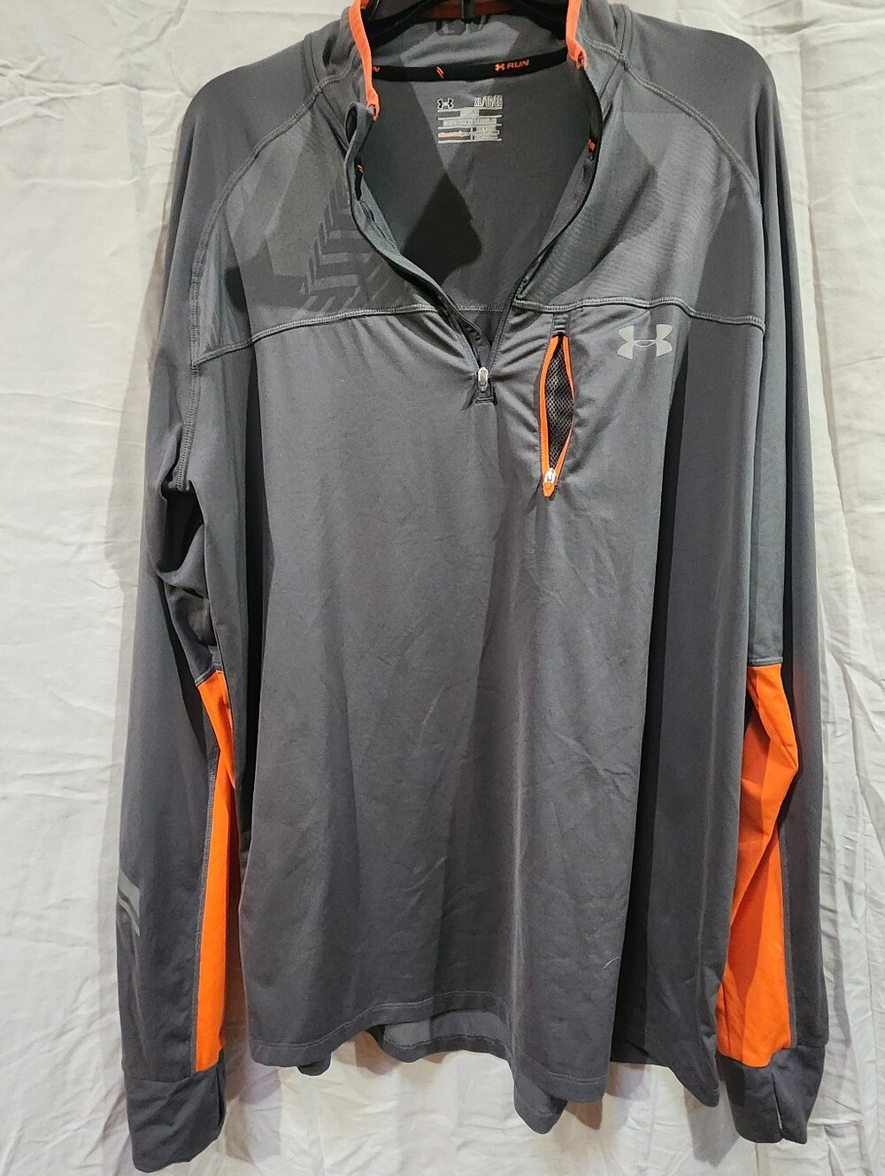Under Armour Gray and Orange Men's Performance Quarter-Zip Pullover SZ xL